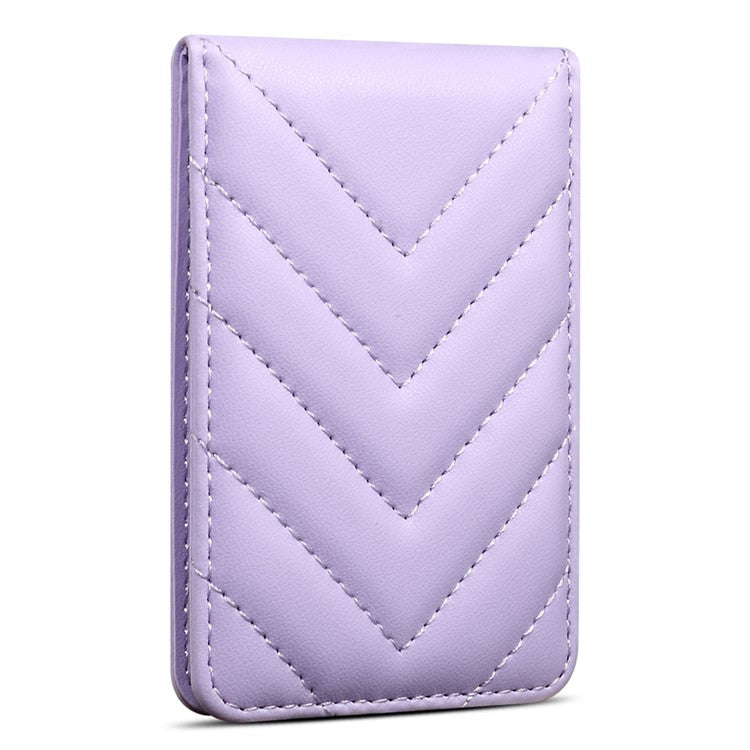 Adhesive Card Holder for Smart Phones Leather Card Bag with RFID Blocking, Kickstand - Purple