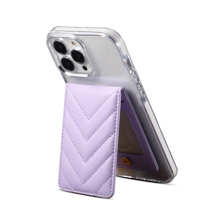 Adhesive Card Holder for Smart Phones Leather Card Bag with RFID Blocking, Kickstand - Purple