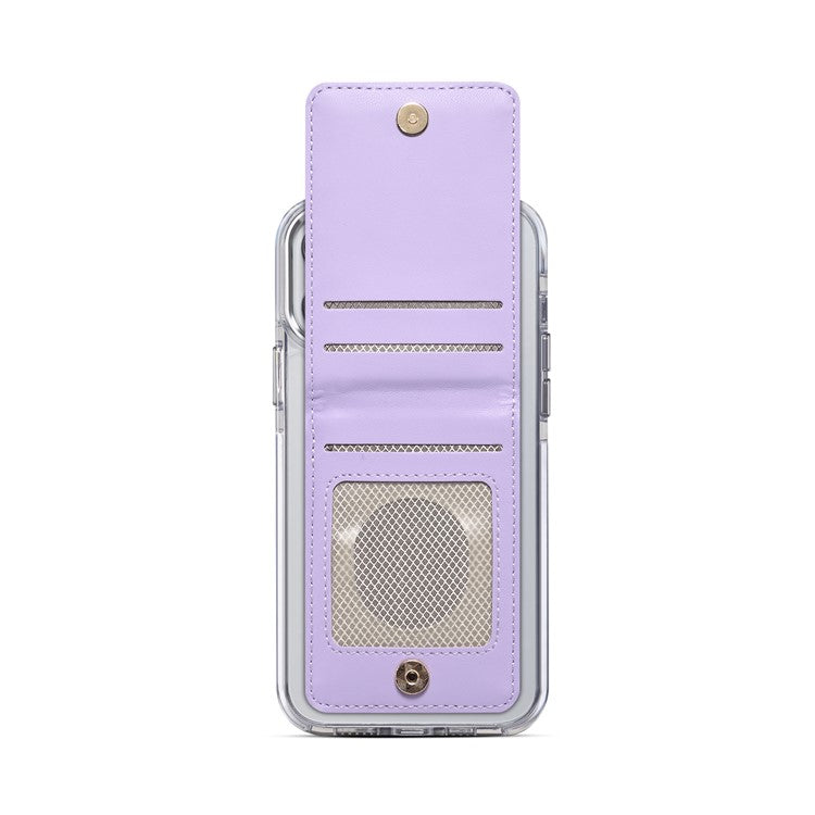 Adhesive Card Holder for Smart Phones Leather Card Bag with RFID Blocking, Kickstand - Purple