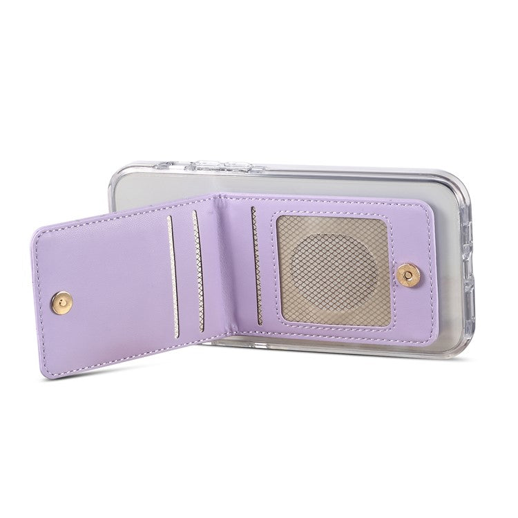 Adhesive Card Holder for Smart Phones Leather Card Bag with RFID Blocking, Kickstand - Purple