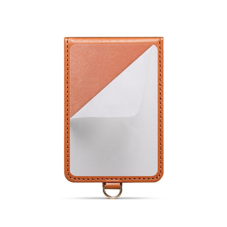 Adhesive Card Holder Kickstand RFID Blocking Credit Card Sleeves Sticker for Smartphones - Brown