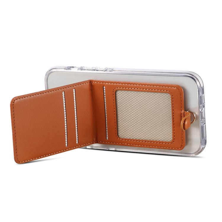 Adhesive Card Holder Kickstand RFID Blocking Credit Card Sleeves Sticker for Smartphones - Brown