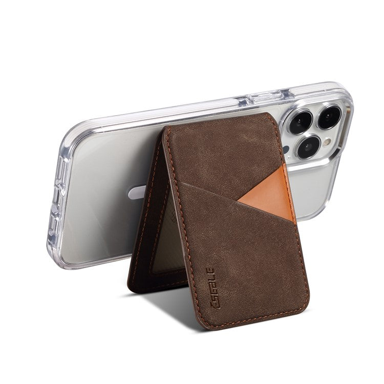 ESEBLE Magnetic Card Holder Compatible with MagSafe RFID Blocking Phone Leather Wallet Kickstand - Coffee