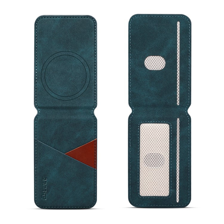 ESEBLE Magnetic Card Holder Compatible with MagSafe RFID Blocking Phone Leather Wallet Kickstand - Dark Green