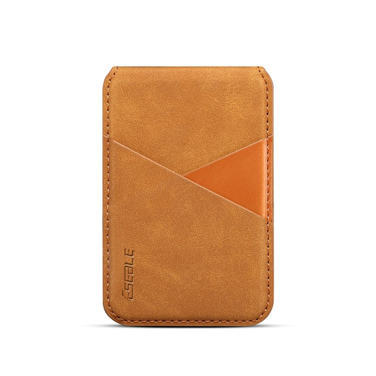 ESEBLE Magnetic Card Holder Compatible with MagSafe RFID Blocking Phone Leather Wallet Kickstand - Brown