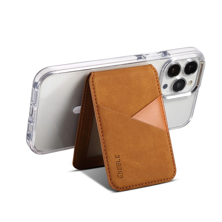 ESEBLE Magnetic Card Holder Compatible with MagSafe RFID Blocking Phone Leather Wallet Kickstand - Brown