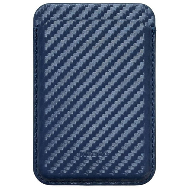 KZDOO Carbon Fiber Texture Magnetic Card Holder Compatible with MagSafe Cell Phone Leather Wallet - Blue