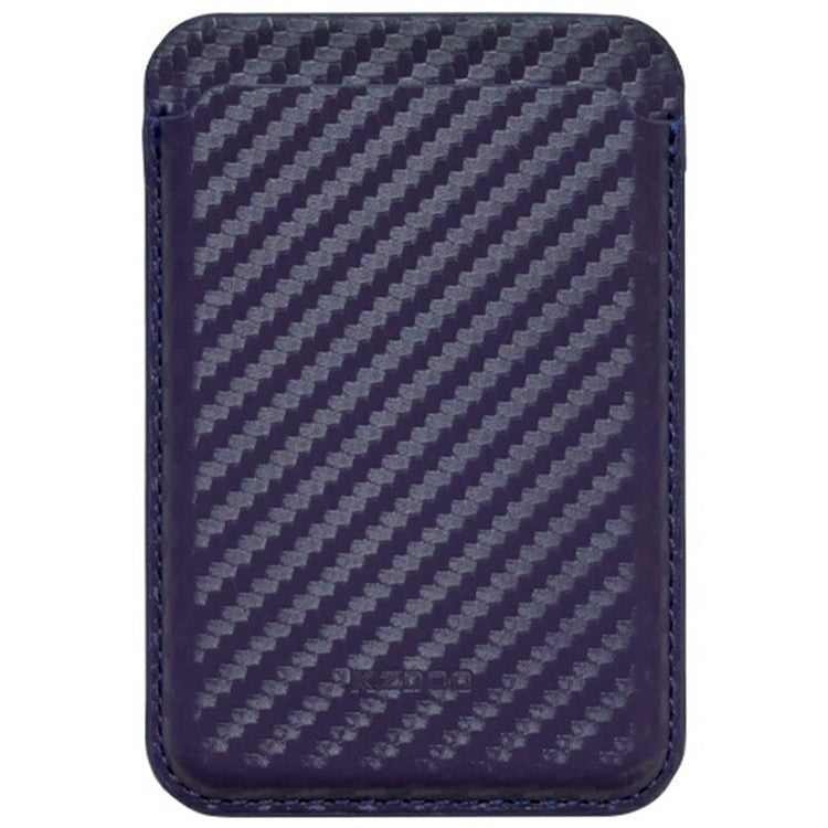 KZDOO Carbon Fiber Texture Magnetic Card Holder Compatible with MagSafe Cell Phone Leather Wallet - Purple