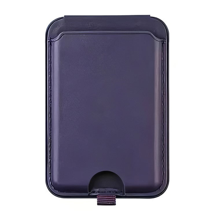 For iPhone 12 / 13 / 14 / 15 Series Magnetic Card Holder Compatible with MagSafe PU Phone Kickstand Card Bag - Purple