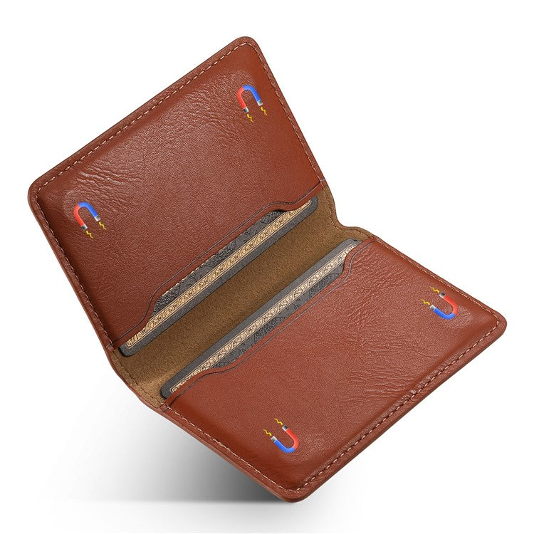 DENIOR Magnetic Card Case Compatible with MagSafe PU Leather Phone Card Holder Kickstand - Brown