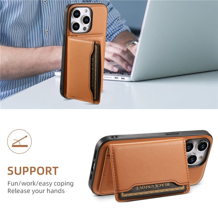 DENIOR Magnetic Card Case Compatible with MagSafe PU Leather Phone Card Holder Kickstand - Khaki