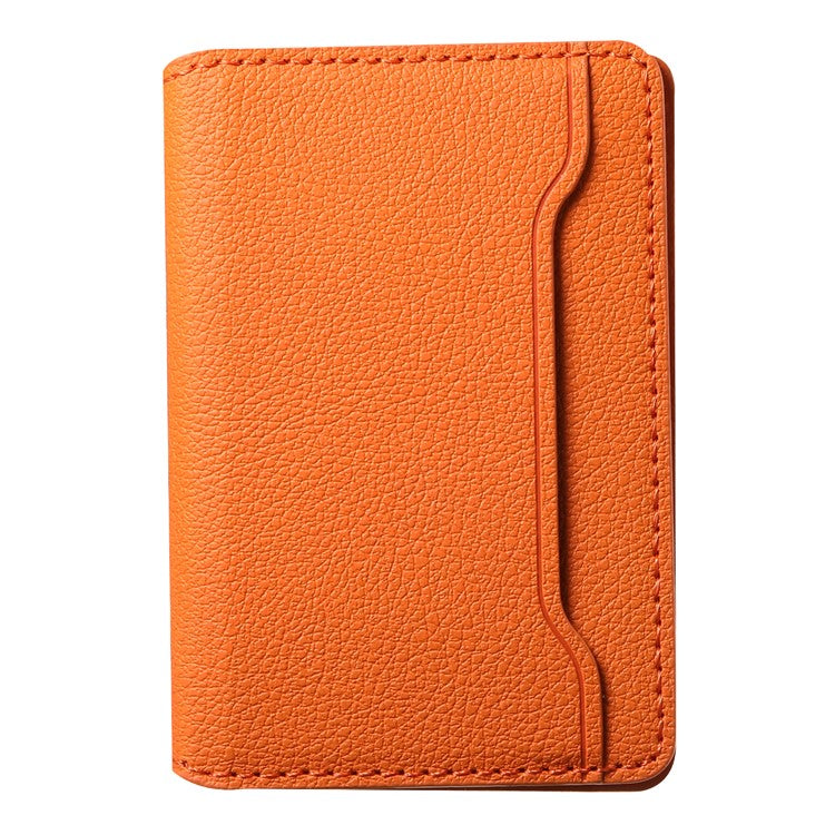 Calf Texture PU Leather Card Holder Phone Card Case Adhesive Cellphone Kickstand - Brown