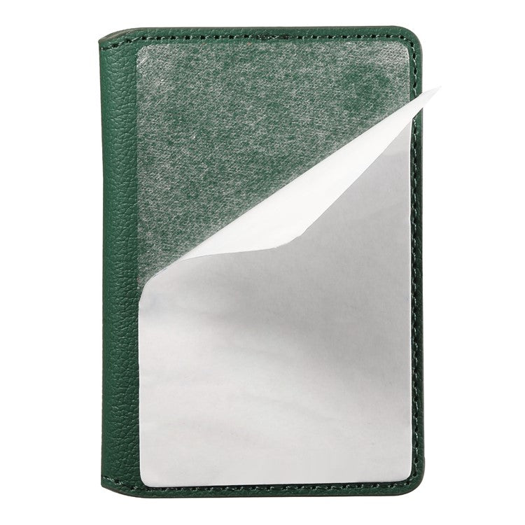 Calf Texture PU Leather Card Holder Phone Card Case Adhesive Cellphone Kickstand - Green