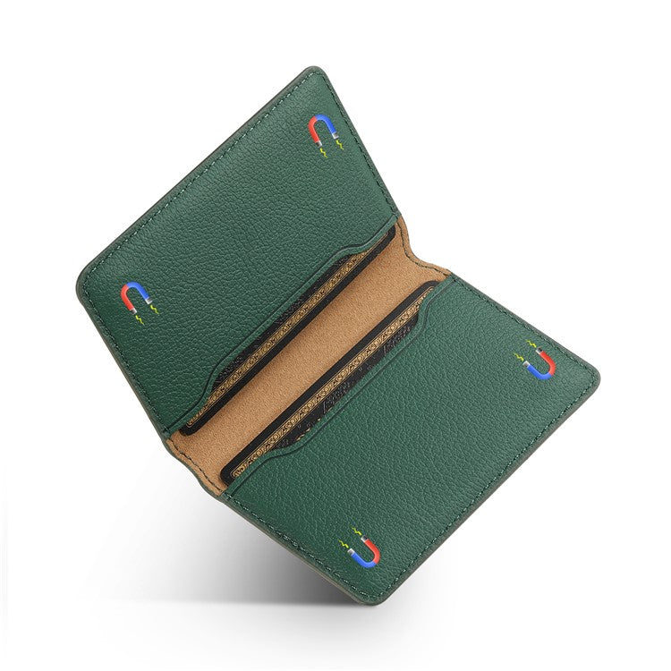 Calf Texture PU Leather Card Holder Phone Card Case Adhesive Cellphone Kickstand - Green