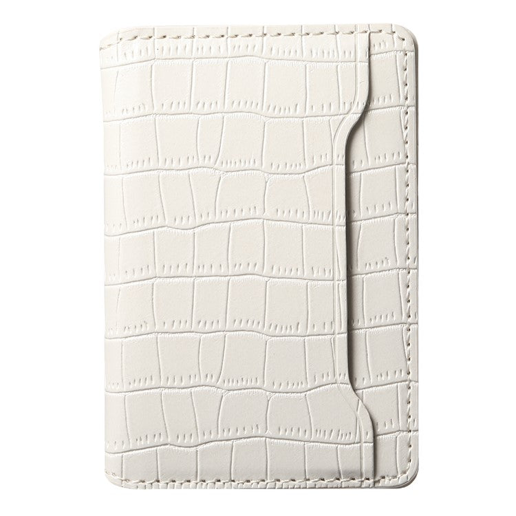 Phone Card Holder Case Kickstand Crocodile Texture PU Leather Phone Back Stand - White