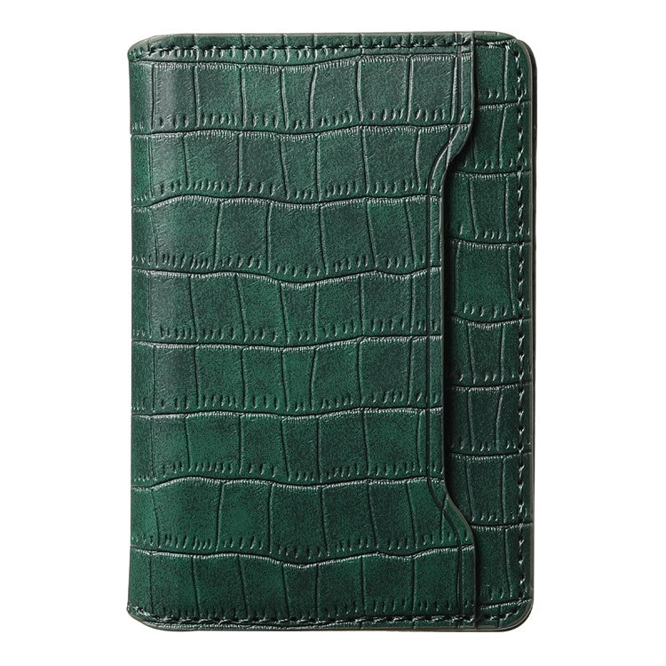 Phone Card Holder Case Kickstand Crocodile Texture PU Leather Phone Back Stand - Green