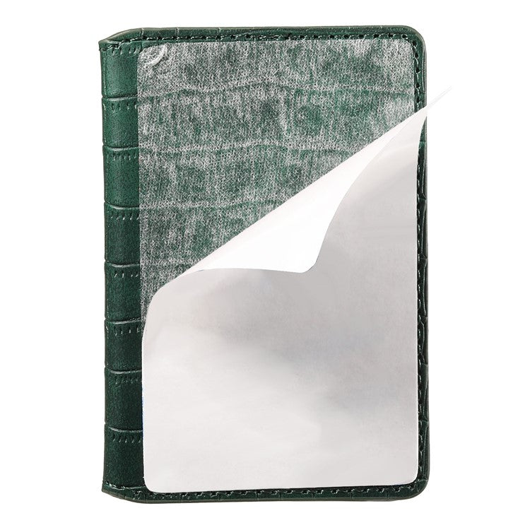 Phone Card Holder Case Kickstand Crocodile Texture PU Leather Phone Back Stand - Green