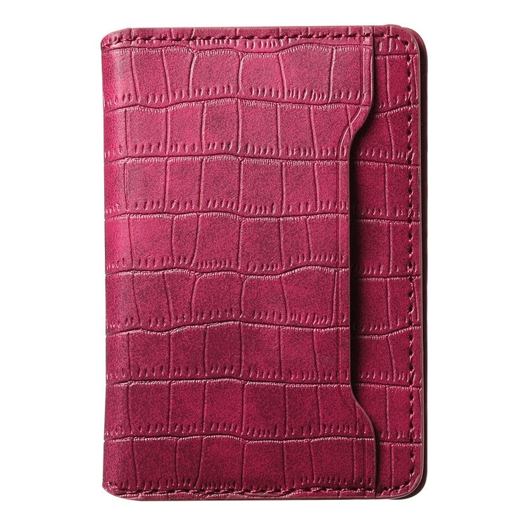 Phone Card Holder Case Kickstand Crocodile Texture PU Leather Phone Back Stand - Red