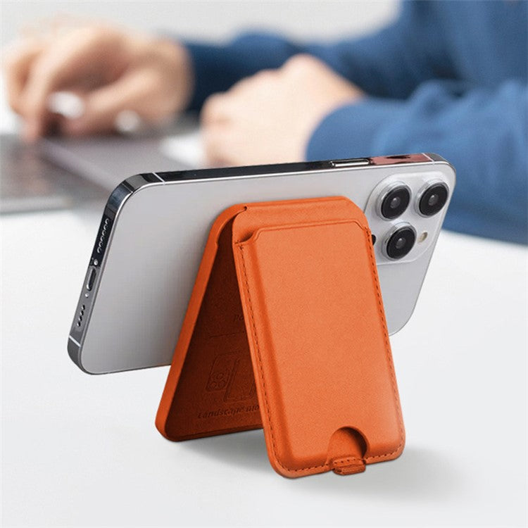 ILEX PACK Compatible with MagSafe Card Bag for Mobile Phone with Adjustable Kickstand - Orange