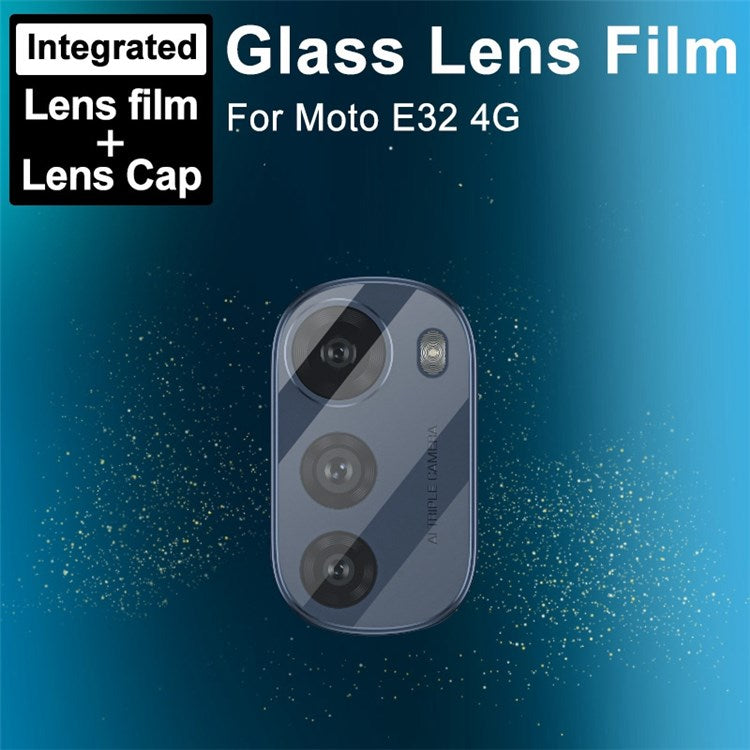 IMAK For Motorola Moto E32 4G Camera Lens Protector Anti-scratch Integrated Tempered Glass Lens Film + Acrylic Lens Cap