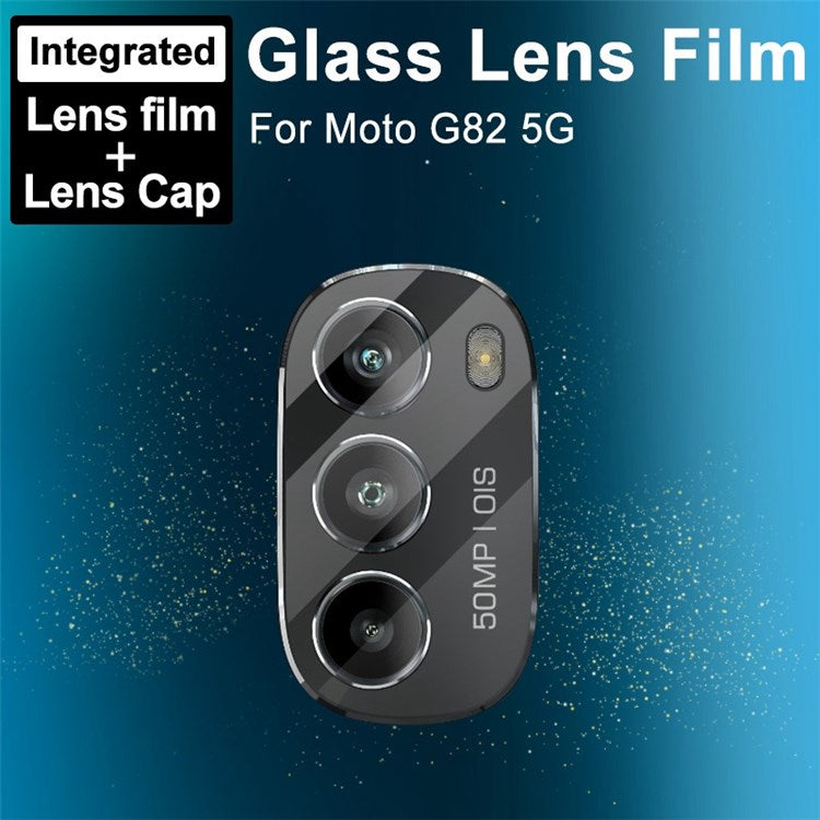 IMAK For Motorola Moto G82 5G Integrated Camera Lens Protector Ultra Clear Tempered Glass Lens Film + Acrylic Lens Cap