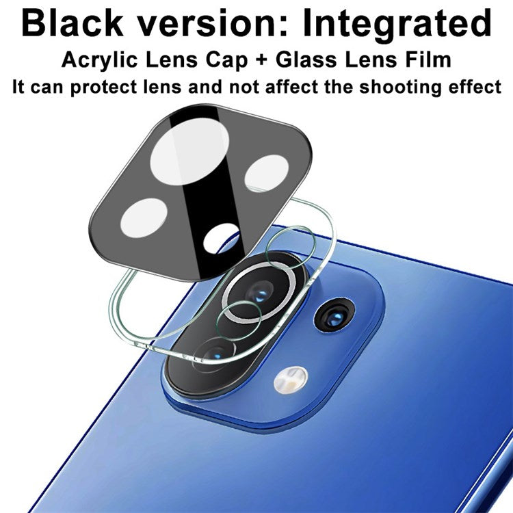 IMAK For Xiaomi Mi 11 Lite 4G/5G/11 Lite 5G NE/CC11 Camera Lens Protector HD Clear Integrated Tempered Glass Lens Film + Acrylic Lens Cap (Black Version)