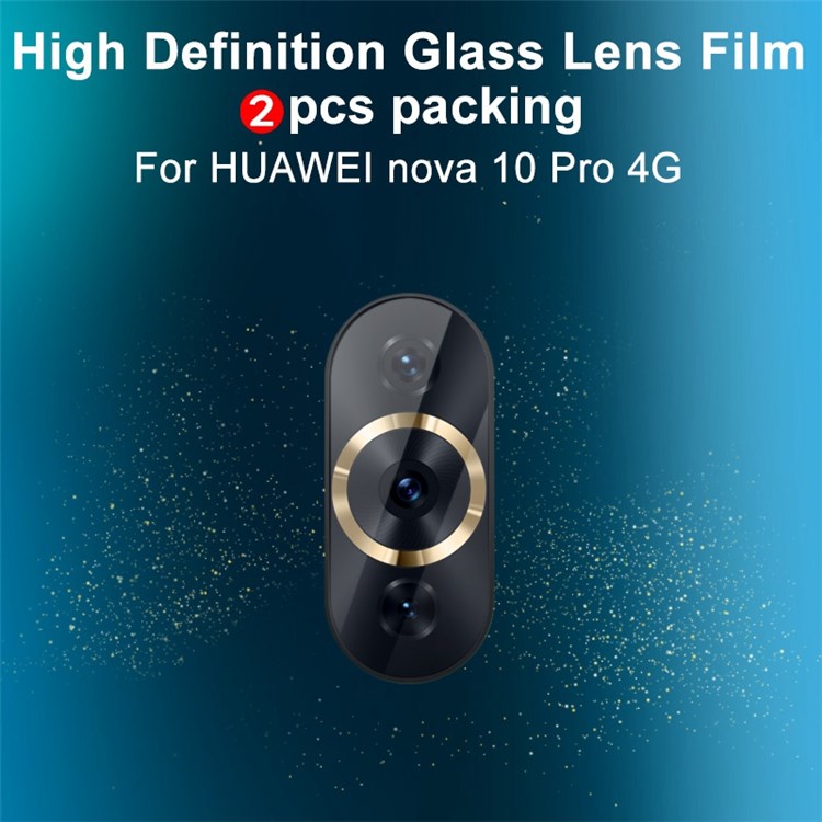 IMAK 2Pcs / Set Camera Lens Protector for Huawei nova 10 Pro 4G, Wear-resistant HD Anti-bubble Tempered Glass Film