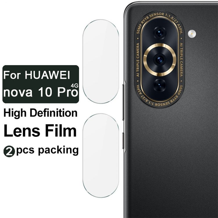 IMAK 2Pcs / Set Camera Lens Protector for Huawei nova 10 Pro 4G, Wear-resistant HD Anti-bubble Tempered Glass Film