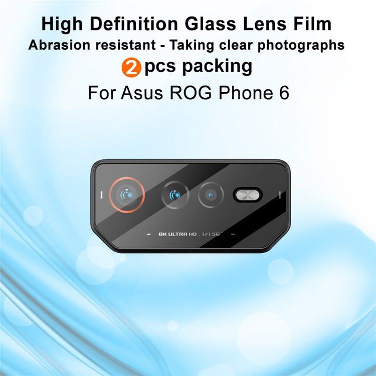 IMAK 2Pcs / Set Camera Lens Protector for Asus ROG Phone 6 5G / Phone 6 Pro 5G, Ultra HD Anti-Scratch Tempered Glass Lens Film