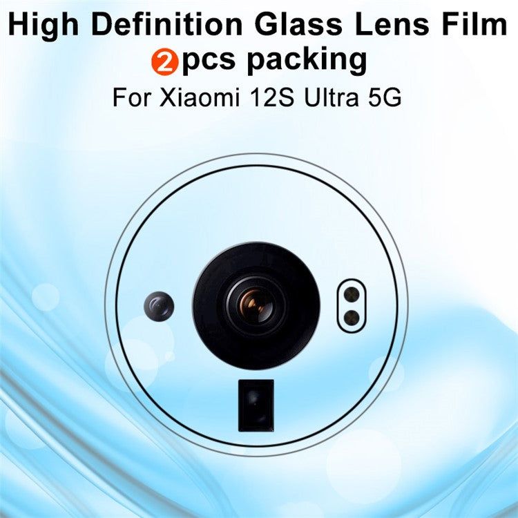 IMAK 2Pcs / Set Camera Lens Protector for Xiaomi 12S Ultra 5G, Anti-bubble Anti-wear High Definition Tempered Glass Film