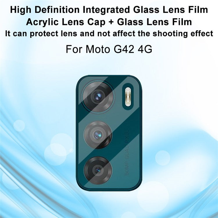 IMAK Camera Lens Film for Motorola Moto G42 4G Anti-oil Ultra Clear Anti-wear Tempered Glass Lens Protector + Acrylic Lens Cap