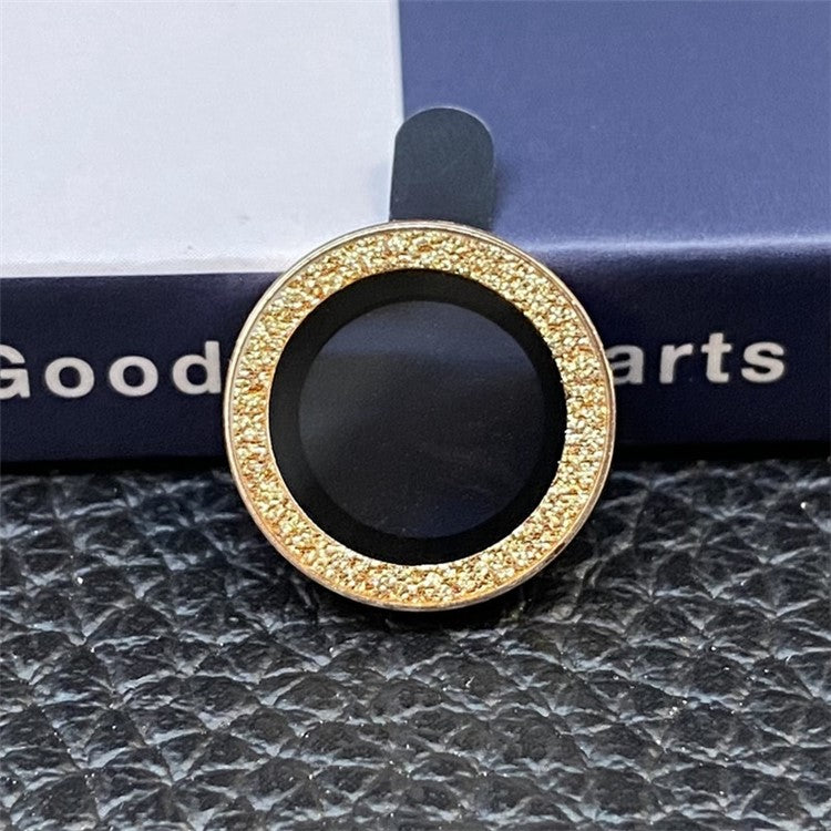 For iPhone 13 6.1 inch / 13 mini  2Pcs / Set Glitter Ring Design Anti-scratch Tempered Glass Camera Lens Protector Guard Film - Gold