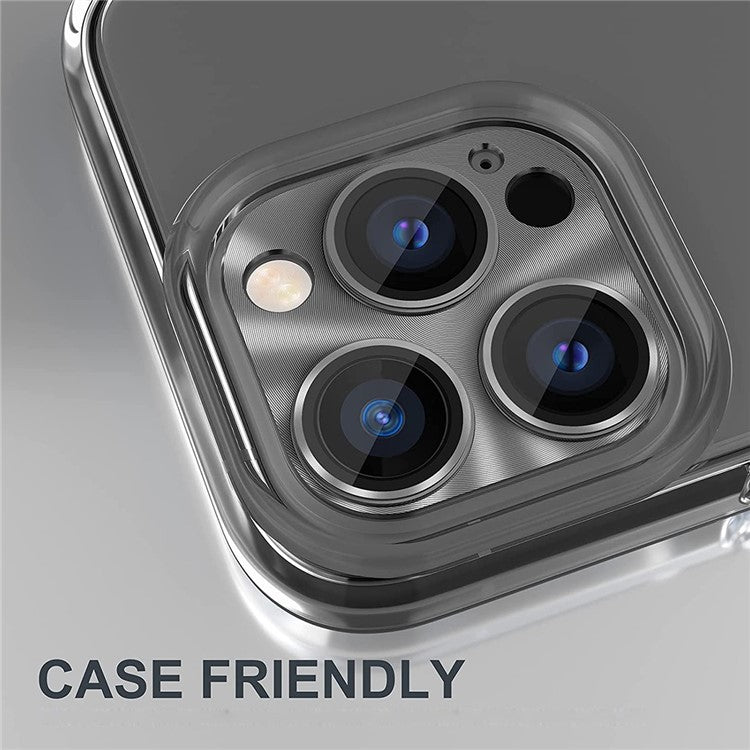 HAT PRINCE ENKAY For iPhone 14 Pro 6.1 inch / 14 Pro Max 6.7 inch Camera Lens Protector Aluminum Alloy + Tempered Glass Full Cover HD Clear Anti-scratch One-Piece Lens Film - Silver