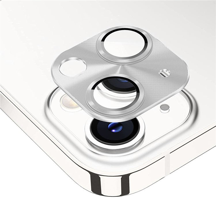 ENKAY HAT PRINCE For iPhone 14 6.1 inch / 14 Plus Full Cover Camera Lens Protector Aluminum Alloy + Tempered Glass Integrated Film - Silver