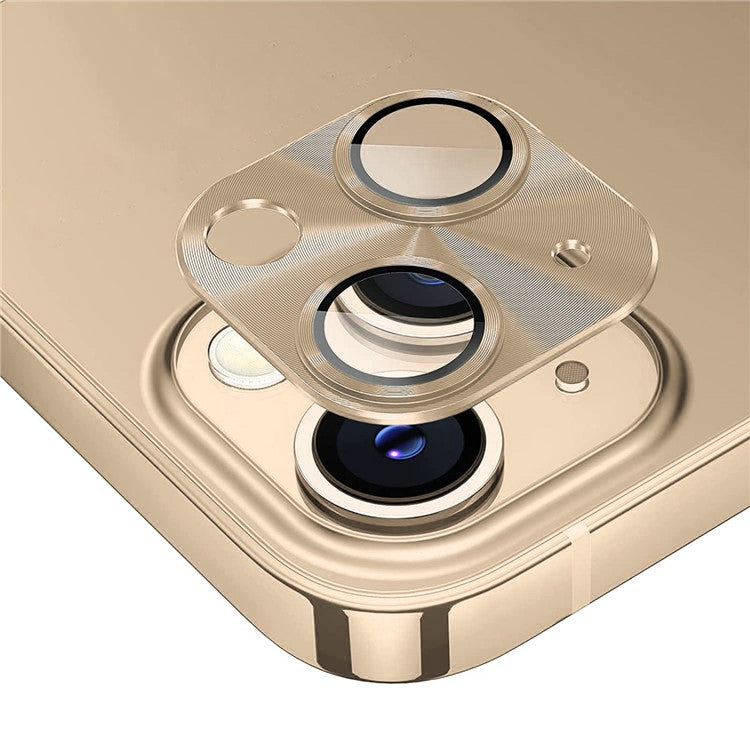 ENKAY HAT PRINCE For iPhone 14 6.1 inch / 14 Plus Full Cover Camera Lens Protector Aluminum Alloy + Tempered Glass Integrated Film - Gold