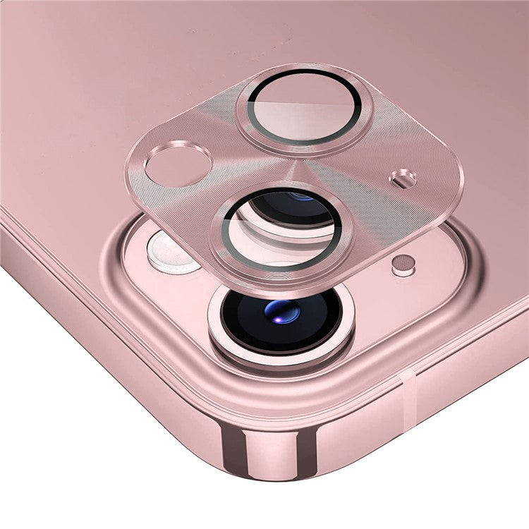 HAT PRINCE ENKAY For iPhone 14 6.1 inch  / 14 Plus Full Cover Camera Lens Protector Aluminum Alloy + Tempered Glass Integrated Film - Pink