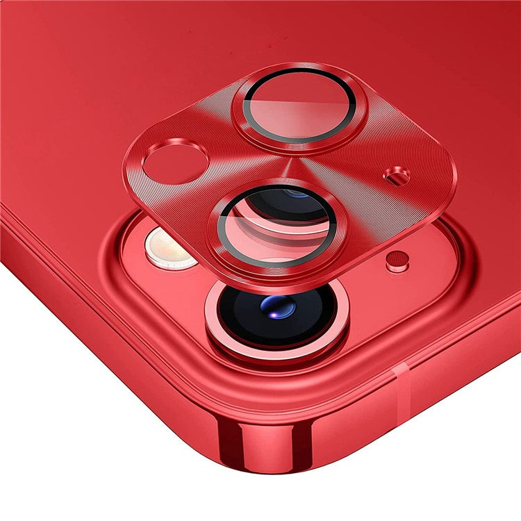 HAT PRINCE ENKAY For iPhone 14 6.1 inch  / 14 Plush Full Cover Camera Lens Protector Aluminum Alloy + Tempered Glass Integrated Film - Red