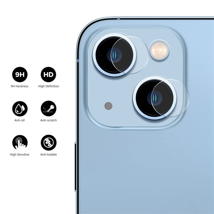 ENKAY HAT PRINCE 2 Sets for iPhone 14 6.1 inch / 14 Plus Camera Lens Protector 0.2mm Full Glue Tempered Glass Film (2Pcs / Set)