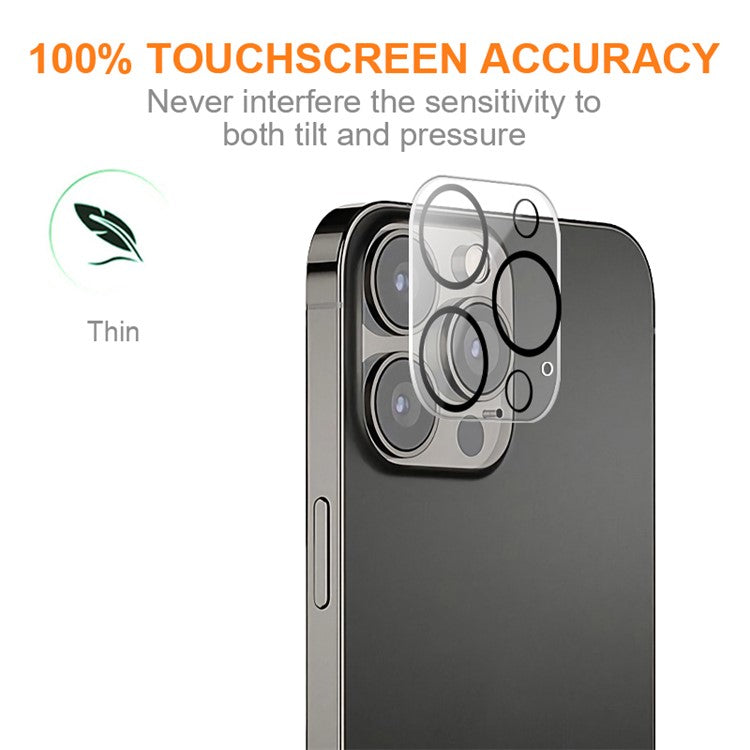 AMORUS for iPhone 14 Pro 6.1 inch Full Cover Camera Lens Protector Full Glue Tempered Glass Anti-Scratch Silk Printing Black Circle Camera Lens Film