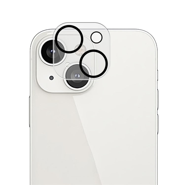 AMORUS for iPhone 14 Plus Silk Printing Camera Lens Protector, HD Anti-Scratch Tempered Glass Full Glue Camera Lens Film with Black Circle