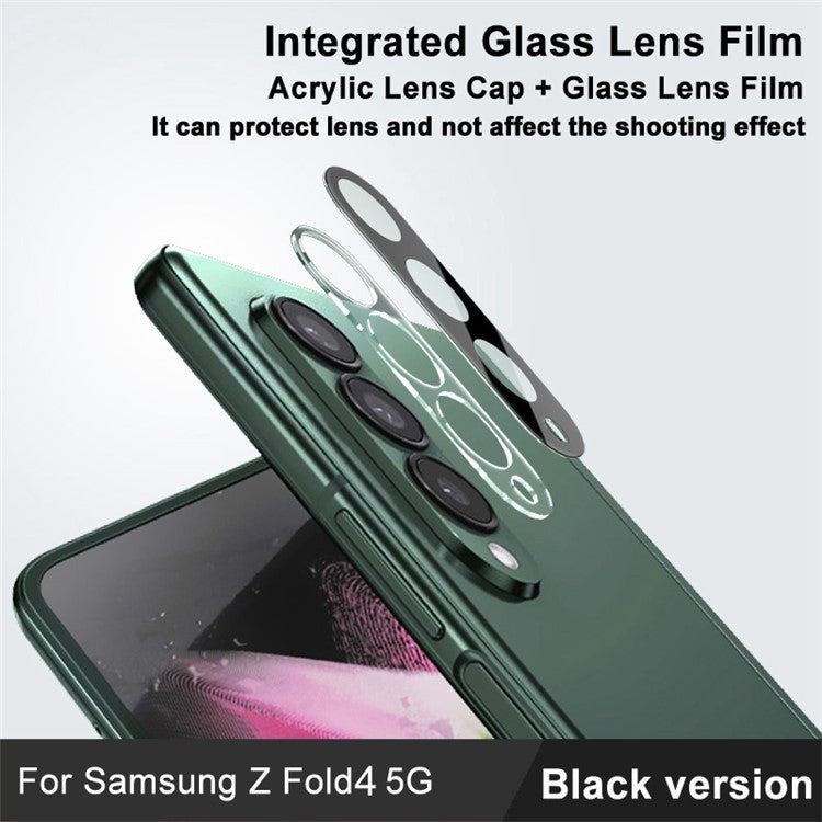 IMAK Camera Lens Protector for Samsung Galaxy Z Fold4 5G, Tempered Glass Anti-Scratch Integrated Lens Film + Acrylic Lens Cap (Black Version)