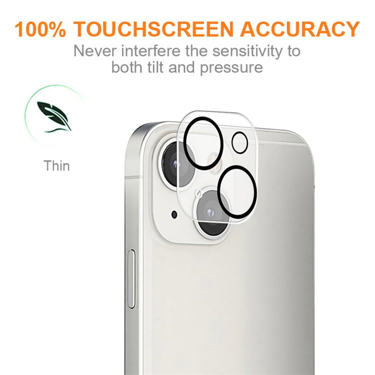 AMORUS For iPhone 14 6.1 inch Camera Lens Protector Tempered Glass Full Glue Silk Printing HD Clear Lens Film with Black Night Circle