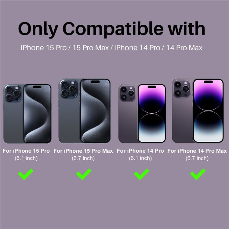 NORTHJO 2 Sets for iPhone 14 Pro / 14 Pro Max / 15 Pro / 15 Pro Max Tempered Glass Lens Protector CD Veins Metal Ring Lens Guard - Purple