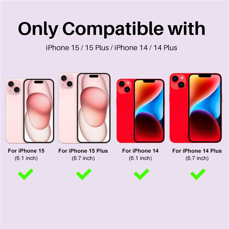 NORTHJO 3 Sets for iPhone 15 / 15 Plus / 14 / 14 Plus Lens Protector Glitter Metal Ring Tempered Glass Lens Film - Red