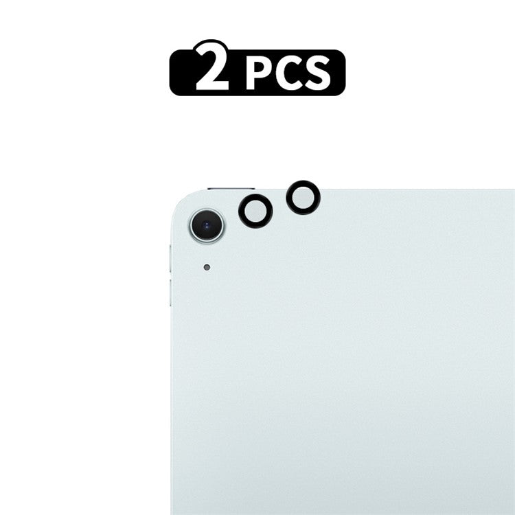 RURIHAI 2Pcs For iPad Air 11 (2024) Camera Lens Protector Metal Ring CSG Glass AR Clear Lens Film - Black