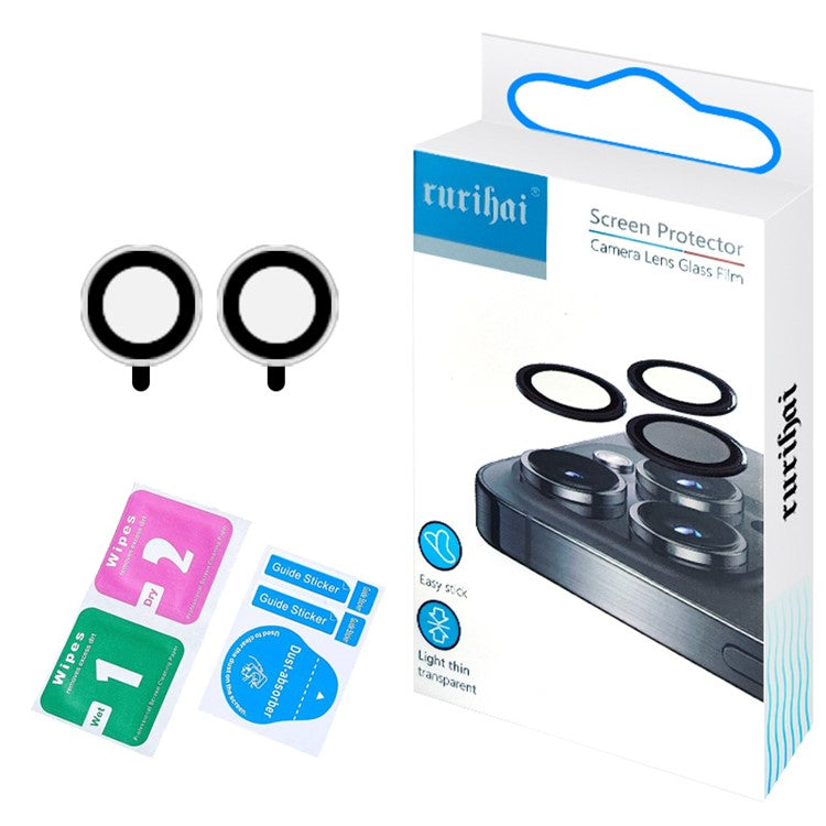 RURIHAI 2Pcs For iPad Air 11 (2024) Camera Lens Protector Metal Ring CSG Glass AR Clear Lens Film - Transparent