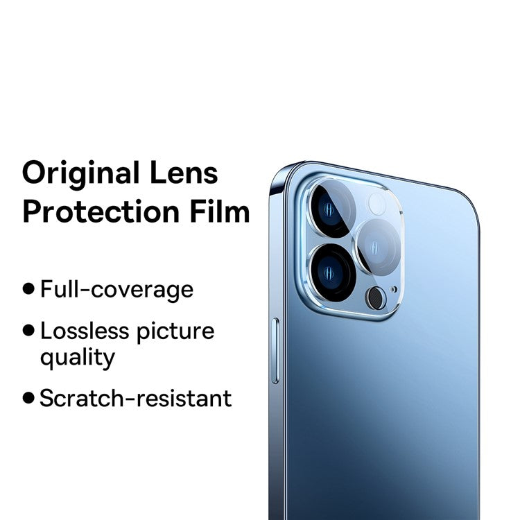 BASEUS 2Pcs  /  Set for iPhone 14 Pro 6.1 inch / 14 Pro Max 6.7 inch Full-frame Lens Film 0.3mm Clear Anti-explosion Anti-fingerprint Tempered Glass+PC Camera Lens Protector