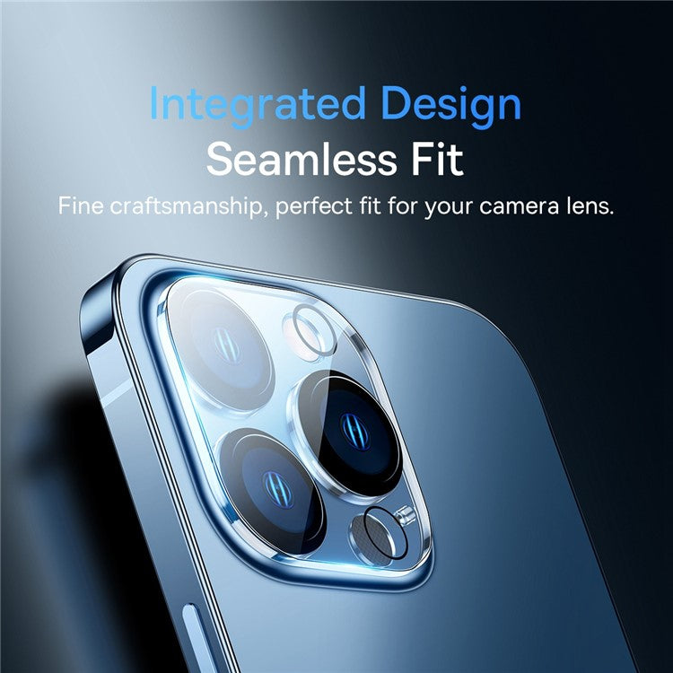 BASEUS 2Pcs  /  Set for iPhone 14 Pro 6.1 inch / 14 Pro Max 6.7 inch Full-frame Lens Film 0.3mm Clear Anti-explosion Anti-fingerprint Tempered Glass+PC Camera Lens Protector