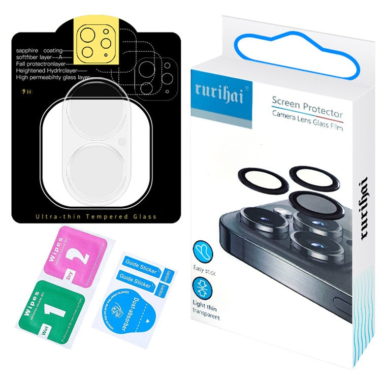 RURIHAI For iPhone 16 Plus / 16 3D Camera Lens Protector High Aluminum-Silicon Glass