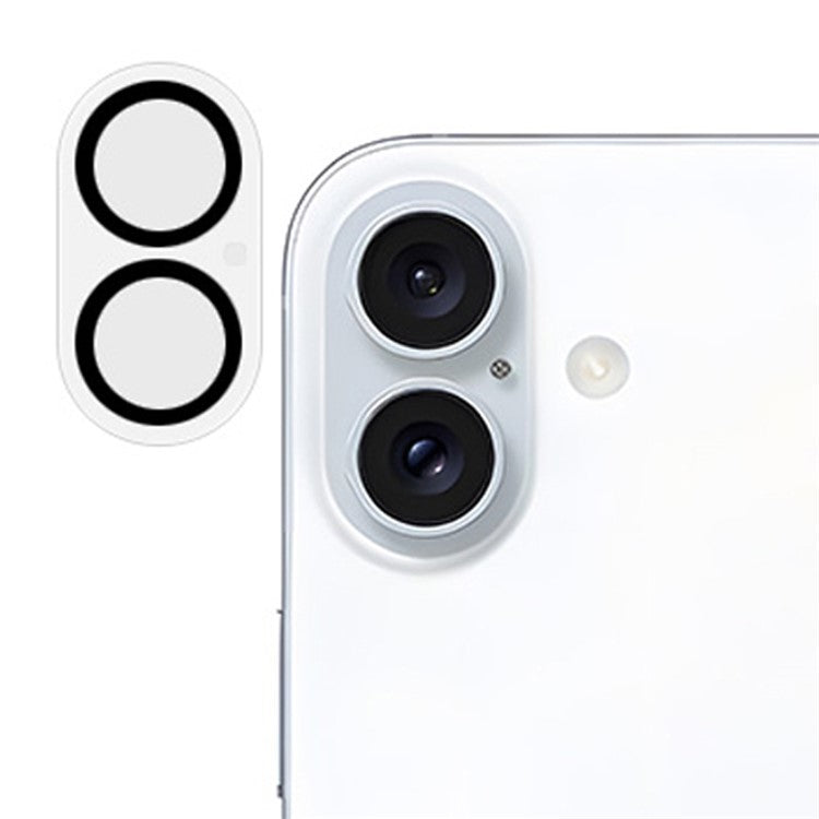 RURIHAI For iPhone 16 Plus / 16 Camera Lens Protector High Aluminum-Silicon Glass Black Circle Lens Film